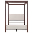 thumbnail image 6 of Zemy Queen Canopy Bed with 4 Posts, Beige Upholstery, Brown Metal, 6 of 7