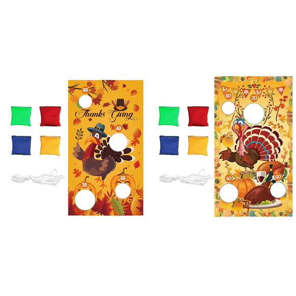 Thanksgiving Bean Bag Toss Game Bean Bag Game Set for Kids Adults (A)
