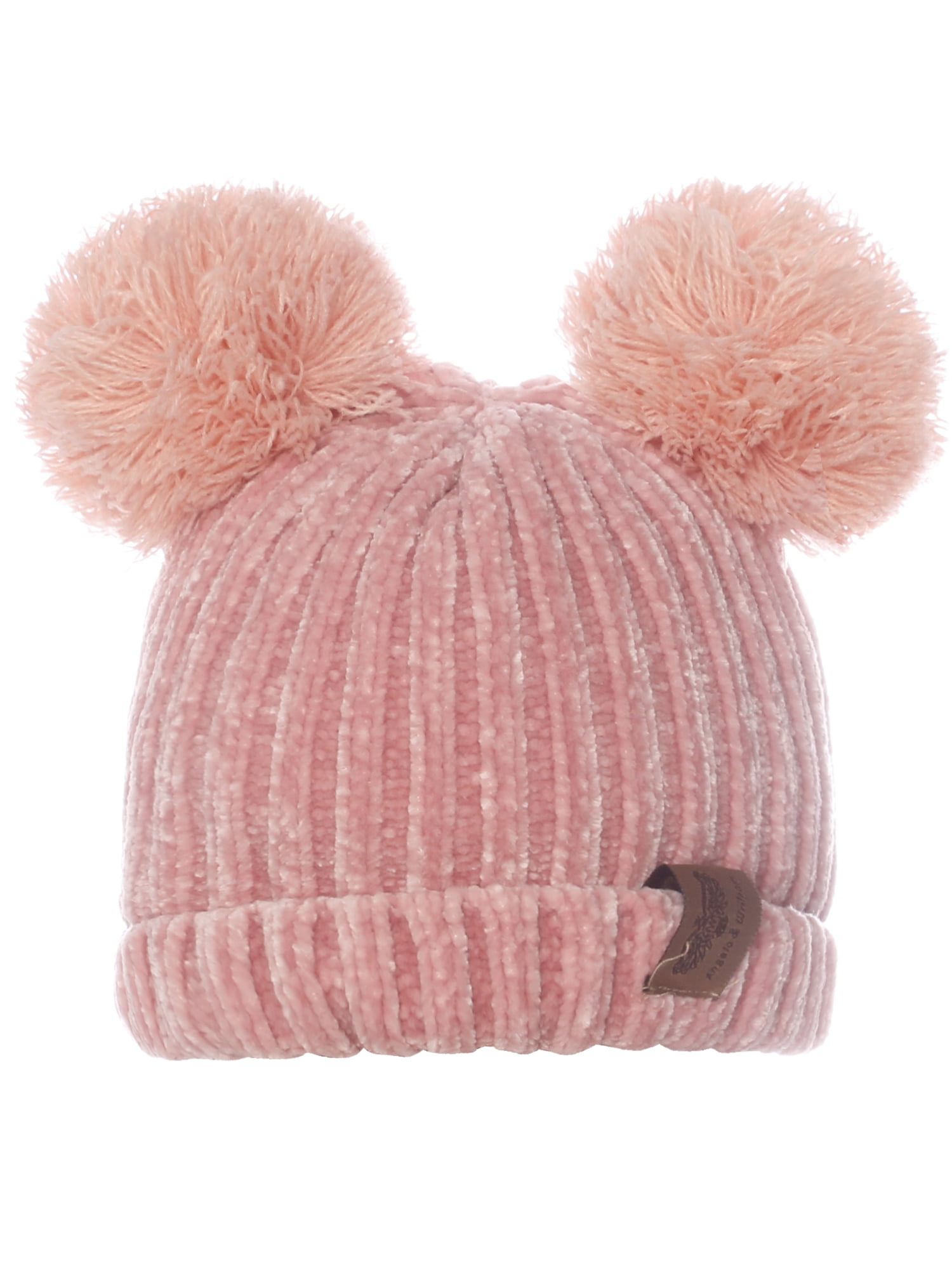 Emmalise Kids Cute Fuzzy Animal Look Double Pom Pom Ears Beanie Winter Knit Hat 