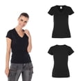 thumbnail image 2 of Playera Cuello V, para Dama, Color Negro, Talla Grande, 100% Algodón., 2 of 3