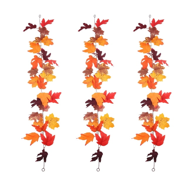 3pcs Halloween Fake Maple Leaf Vines Autumns Decoration Artificial Green Plant Maple Leaf