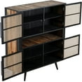 thumbnail image 3 of Modern Rustic Natural Rattan Double Decker Accent Cabinet, 3 of 6