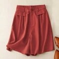 thumbnail image 3 of B91xZ Shorts Larges d'Été pour Femmes en Mélange de Lin, Rouge Pastèque m, 3 of 3