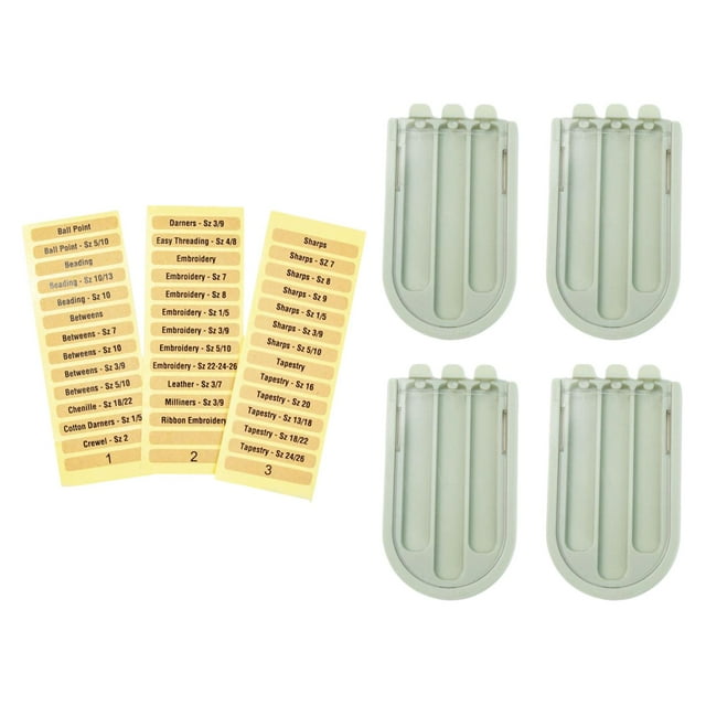 veasfak 4 Pieces Sewing Needle Storage Box Three Grid Durable Needle Storage Case Crafts Green