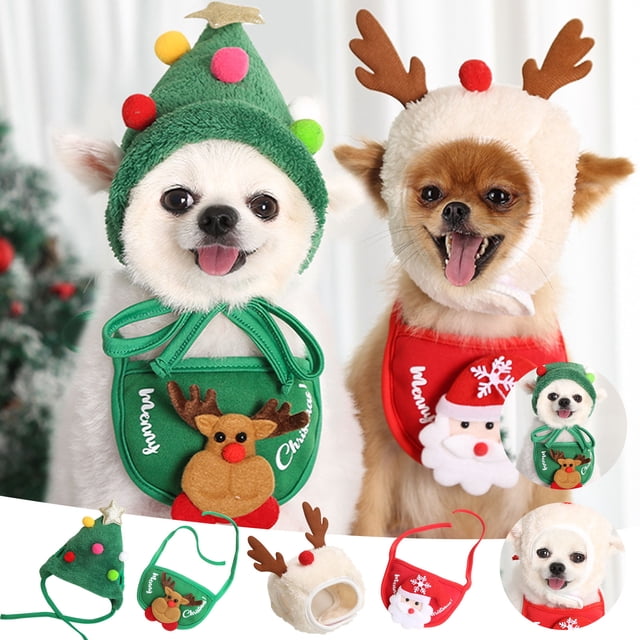 Fiudx Babero Navideño para Mascotas, Delantal Rojo de Papá Noel, Tela Suave y Cómoda, Adorable Adorno para Mascotas, Accesorios Navideños, Ideal para Fotos, Tamaño Pequeño y Mediano, Mascotas de 1 a