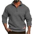 thumbnail image 2 of qolati Mens Quarter Zip Pullover Casual Long Sleeve Fleece Sweatshirt Oversized Mock Neck Golf Work Sweater with Pocket, 2 of 8