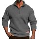 thumbnail image 2 of pstuiky Camisas para hombre de manga larga, Camisa de manga larga raglán con cuello alto y cremallera de color sólido informal para hombre. Tops de hombre l, 2 of 8