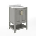 thumbnail image 3 of Flash Furniture 24" Bathroom Vanity with Sink, Storage Cabinet with Soft Close Doors & Open Shelf, Carrara Marble Finish Counter & Gold Hardware, Gray/White, 3 of 9