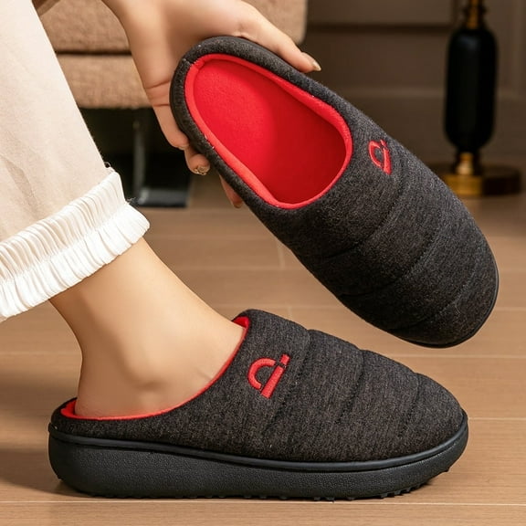 Pmoiste House Slippers for Women Comfort Memory Foam Non Slip Warm Winter Casual Wedge Slipper