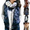 thumbnail image 1 of Plus Size Women Autumn Winter Sleeveless Pockets Zipper Warm Loose Waistcoat, 1 of 8