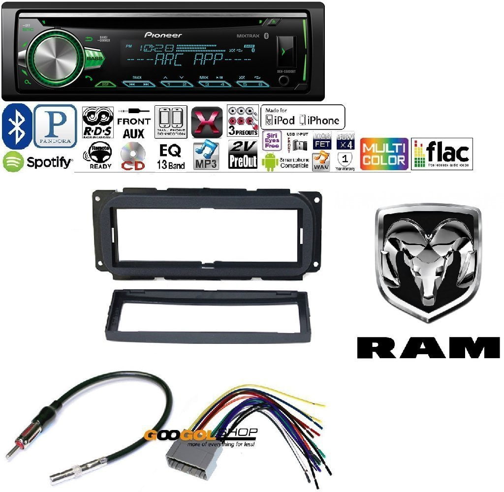 Pioneer 1din Deh S5000bt Car Mp3 Cd Stereo W Usb Aux In Bluetooth Amp Pandora Dodge Chrysler Jeep 2002 2007 Car Stereo Radio Dash Installation Mounting Kit W Wiring Harness Radio Ante Walmart Com