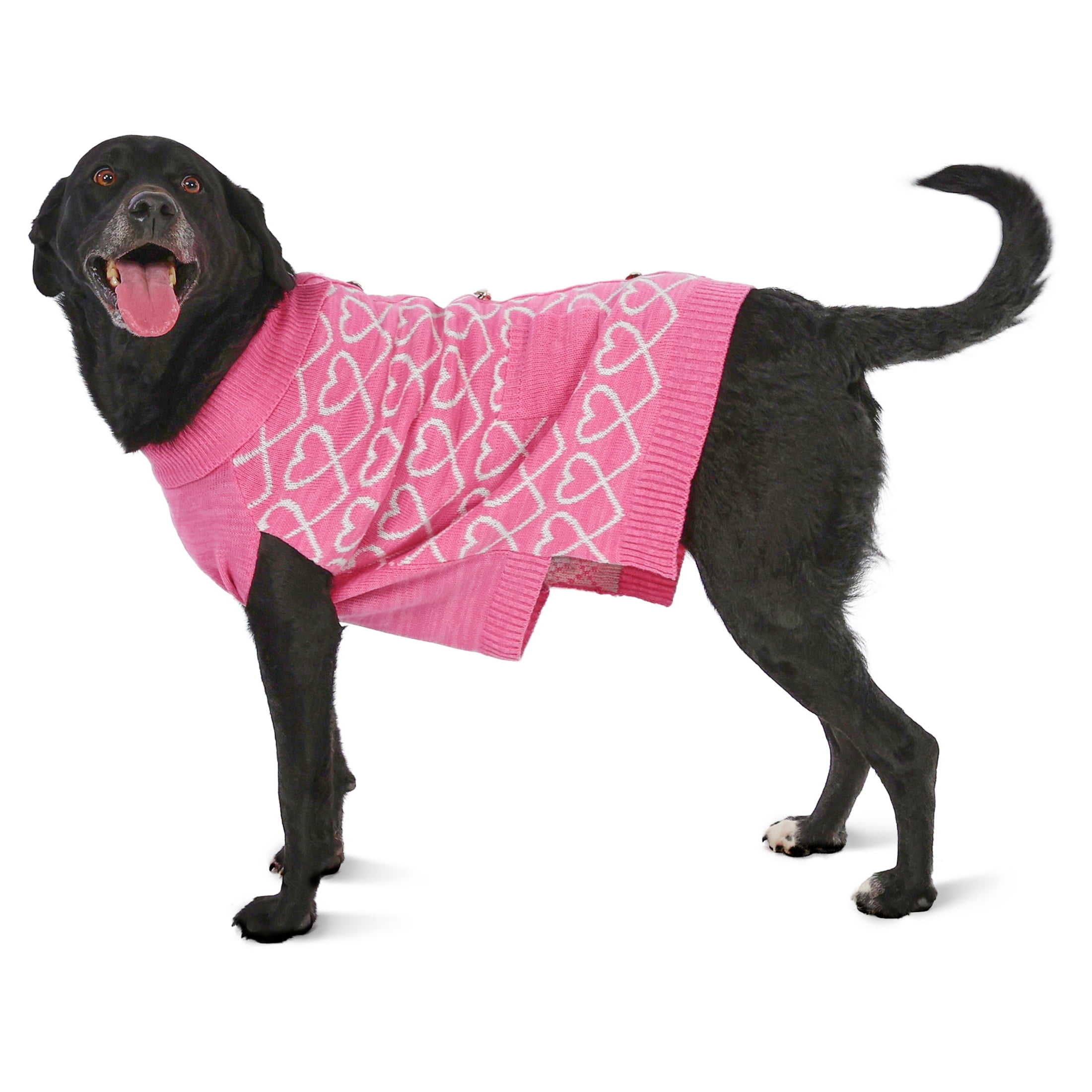 Vibrant Life Sweater for Dogs, Hearts with Pearl Buttons, Pink, L