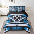 thumbnail image 2 of Homewish Rustic Westren Aztec 7-Piece Twin Bedding Sets,Retro Boho Tribal Bedding Comforter Set,Blue Black White Sheet Sets For Men Women,Breathable Home Decor Reversible, 2 of 8