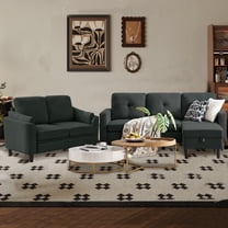 Pingliang Home Living Room Furniture Set,Sectional Sofa Couch with Storage Ottoman and Loveseat,3 Seater L-shaped Sofa and 2 Seater Couch for Home Apartment Studio Office