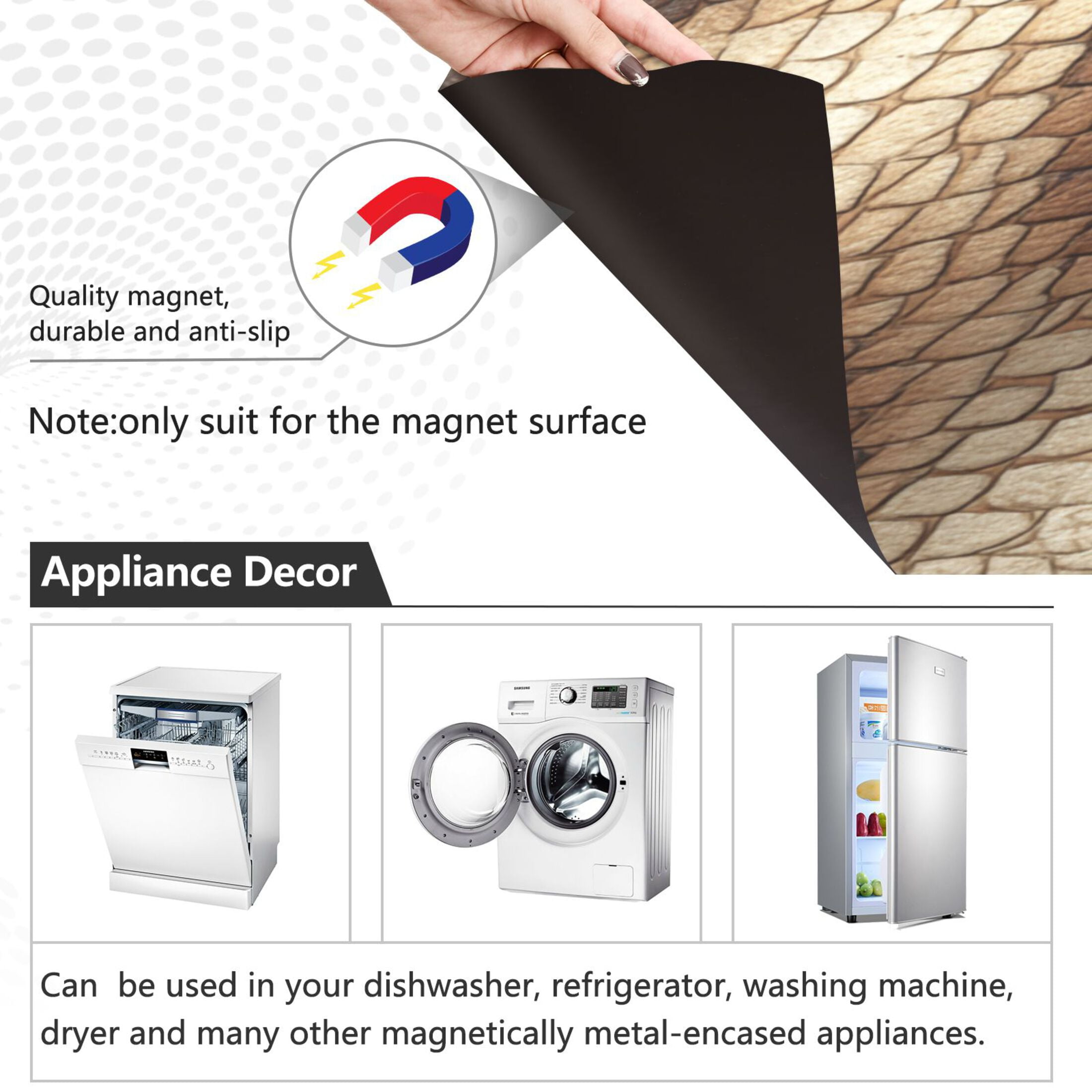 Dishwasher Magnetic Refrigerator Magnet Cover Sticker Home Decorative 23"x26" Brown Snake Skin Pattern
