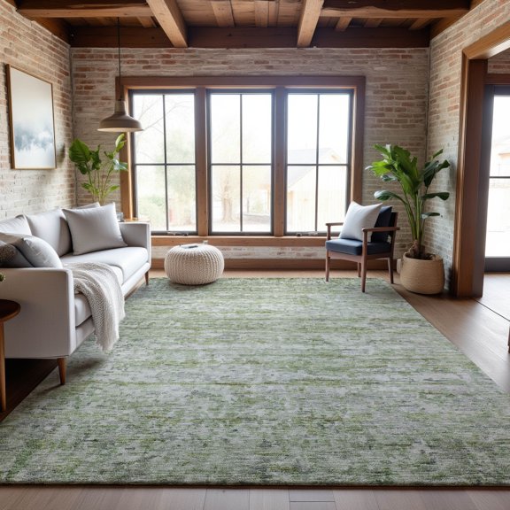 Addison Rugs Mayfield Premium Machine Washable Transitional Stripes Aloe Rectangle Rug, 8' x 10'