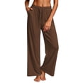 thumbnail image 2 of Yyeselk Women Wide Leg Yoga Pants with Pockets Loose Fit High Waist Drawstring Casual Stretch Cozy Fall Trousers for Walking Working Coffee XL, 2 of 6