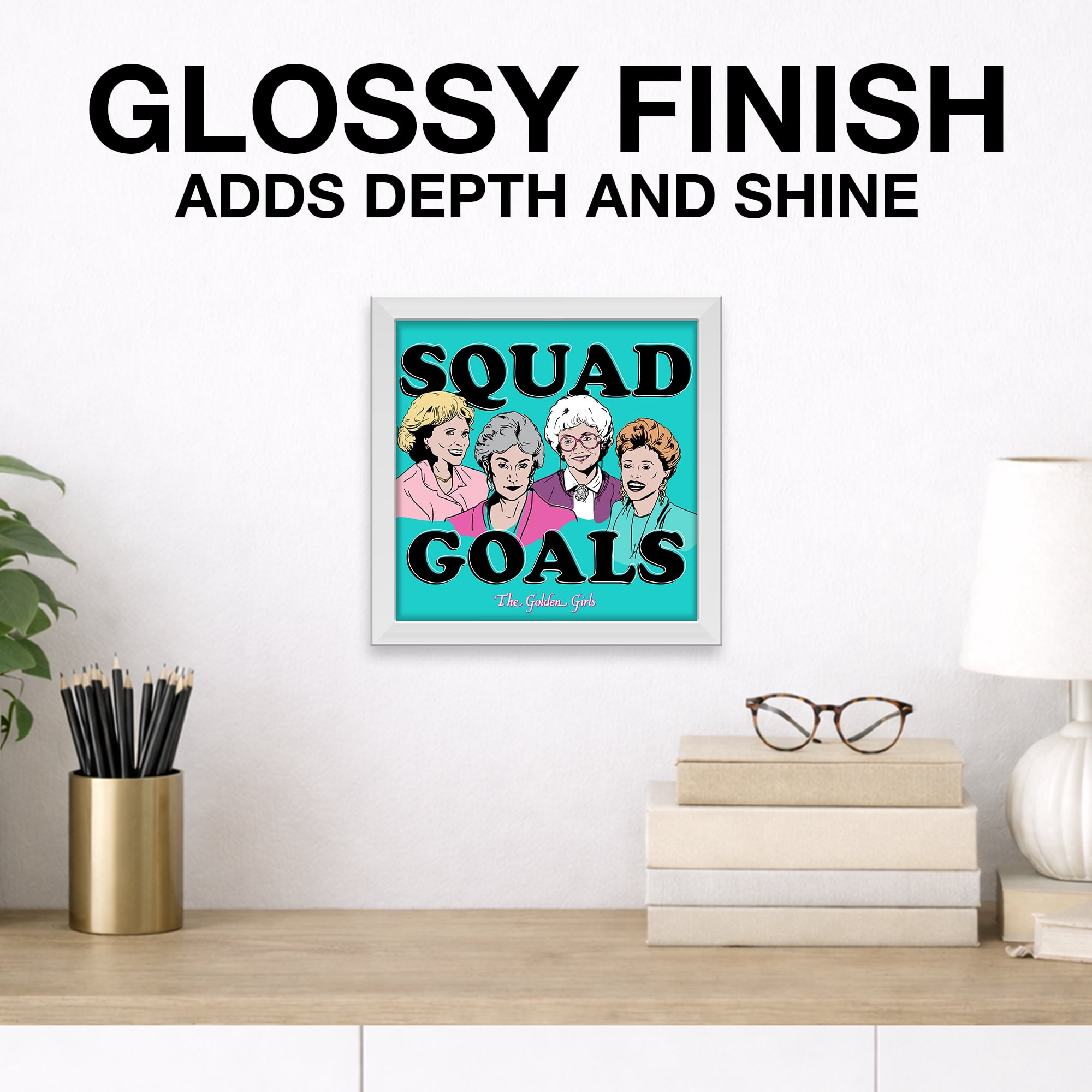 (2 pack) Silver Buffalo The Golden Girls Squad Goals Group Gel Coat 6" x 6" Framed MDF Modern Wall Art