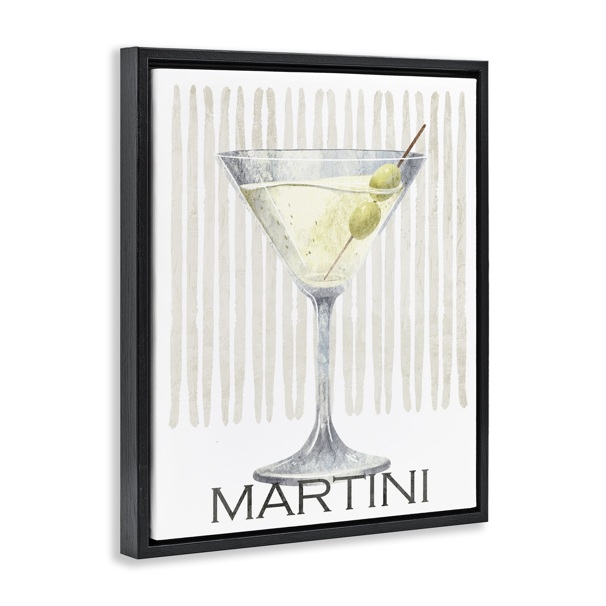 Stupell Industries Subtle Martini Drink Black Framed Floater Canvas Wall Art, design by Kim Allen