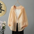 thumbnail image 2 of aidice Cardigans for Women Summer Lightweight Thin Drawstring Hooded Long Sleeve Button up Jackets, 2 of 4
