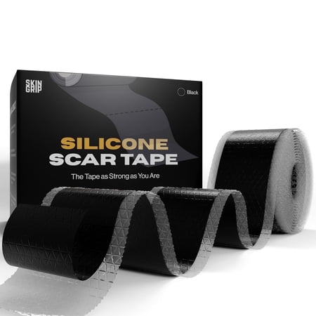 Skin Grip Medical Grade Silicone Scar Tape 1.6"x120" Roll -Increased Strength & Reduced Irritation - Silicone Scar Sheets For Face, Surgical Scars, C-Section, Keloid Treatment, Tummy Tuck - Black