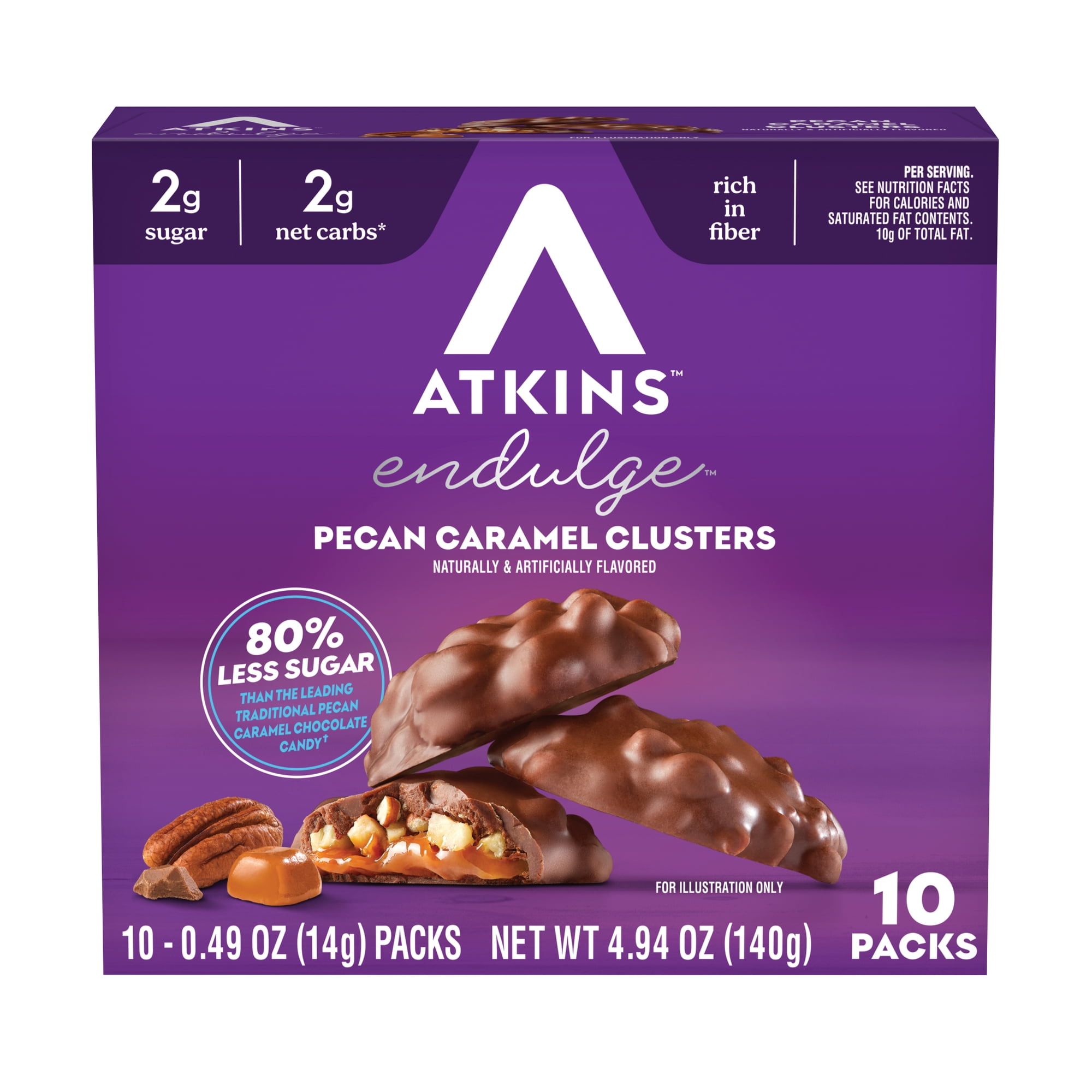 Atkins Endulge Treats, Pecan Caramel Clusters, Keto Friendly, 10 Count (5ct)