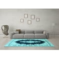 thumbnail image 3 of Ahgly Company Indoor Rectangle Medallion Light Blue Traditional Area Rugs, 7' x 9', 3 of 4