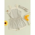 thumbnail image 2 of Bagilaanoe 3pcs Newborn Baby Girl Shorts Set Sleeveless Camisole Tops + Shorts + Headband 3M 6M 12M 18M 24M Infant Casual Summer Clothes, 2 of 8