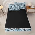 thumbnail image 4 of Manfei Fashion Bow Ribbon Zipper Full Size Comforter Sets with Fitted Sheet and 2 Pillowcases,Blue Leopard Pattern Zipper Bedding Set,Black Reversible,4 Pieces, 4 of 7