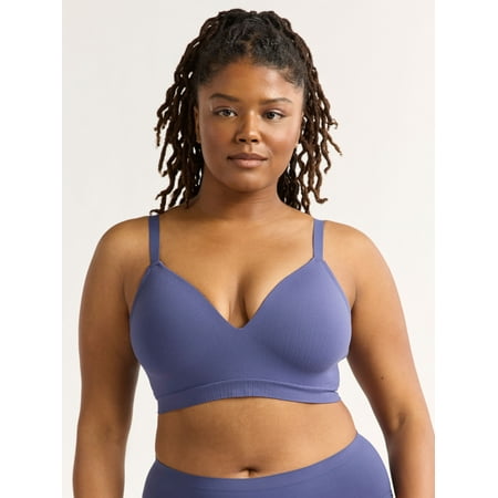 Joyspun Women s Wireless Seamless Matte Mini Rib Bra  Sizes XS-3XL