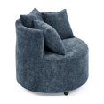thumbnail image 4 of ARCTICSCORPION Chenille Upholstered Swivel Chair, Modern Accent Chair Arm Chair with 4 Movable Wheels, 3 Pillows, Button Tufted for Living Room Office, Navy, 4 of 9