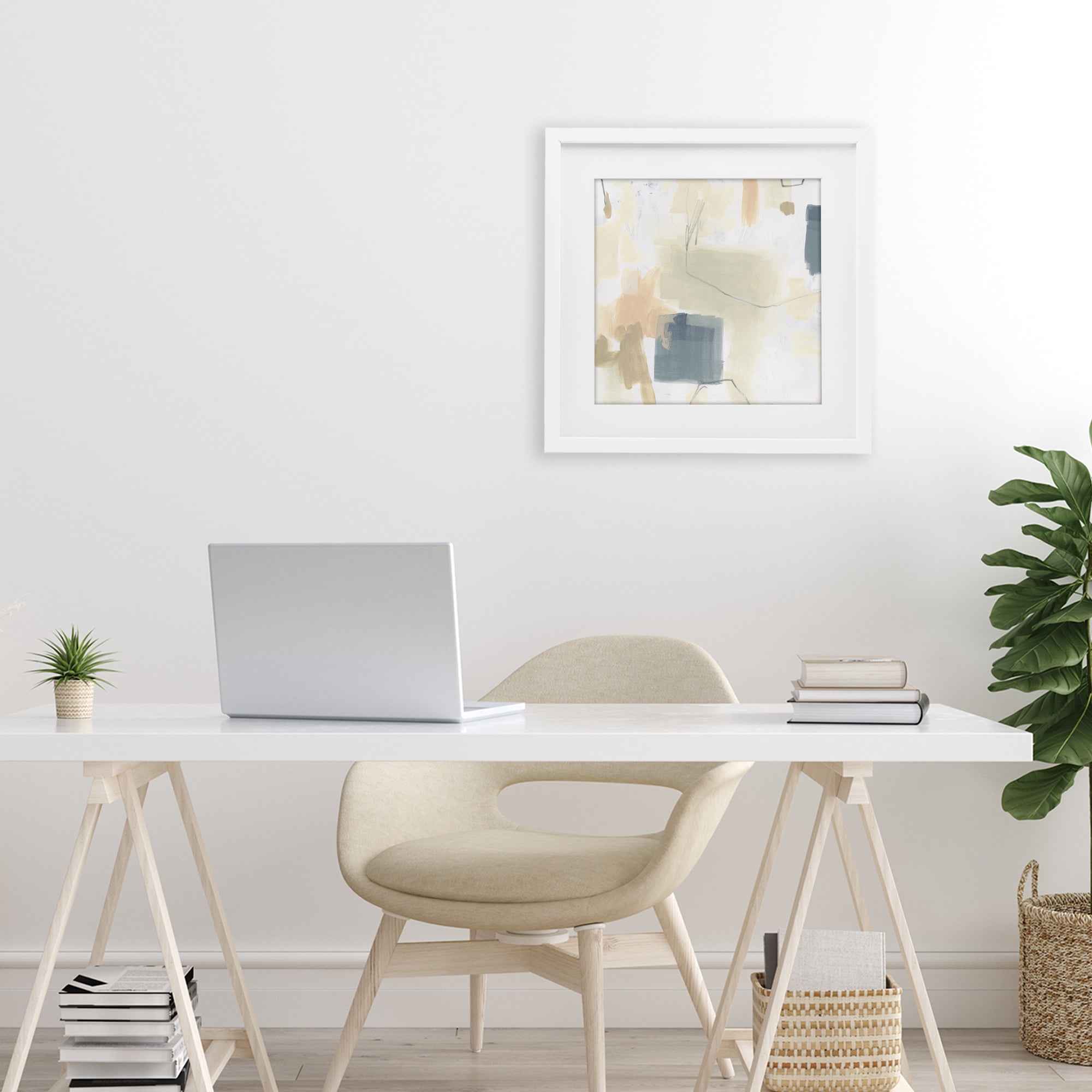 Stupell Industries Minimal Plaster Line White Framed Print Under Glass, design by June Erica Vess