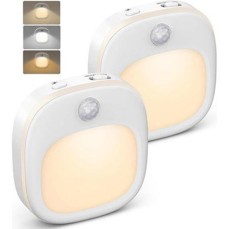 

Night Light with Motion Sensor [2 Pieces] Kids Night Light with 3 Modes (Auto/Off/On) Stepless Dimming Battery Powered LED Night Light with Adhesive for Kids Room Bedroom Stairs