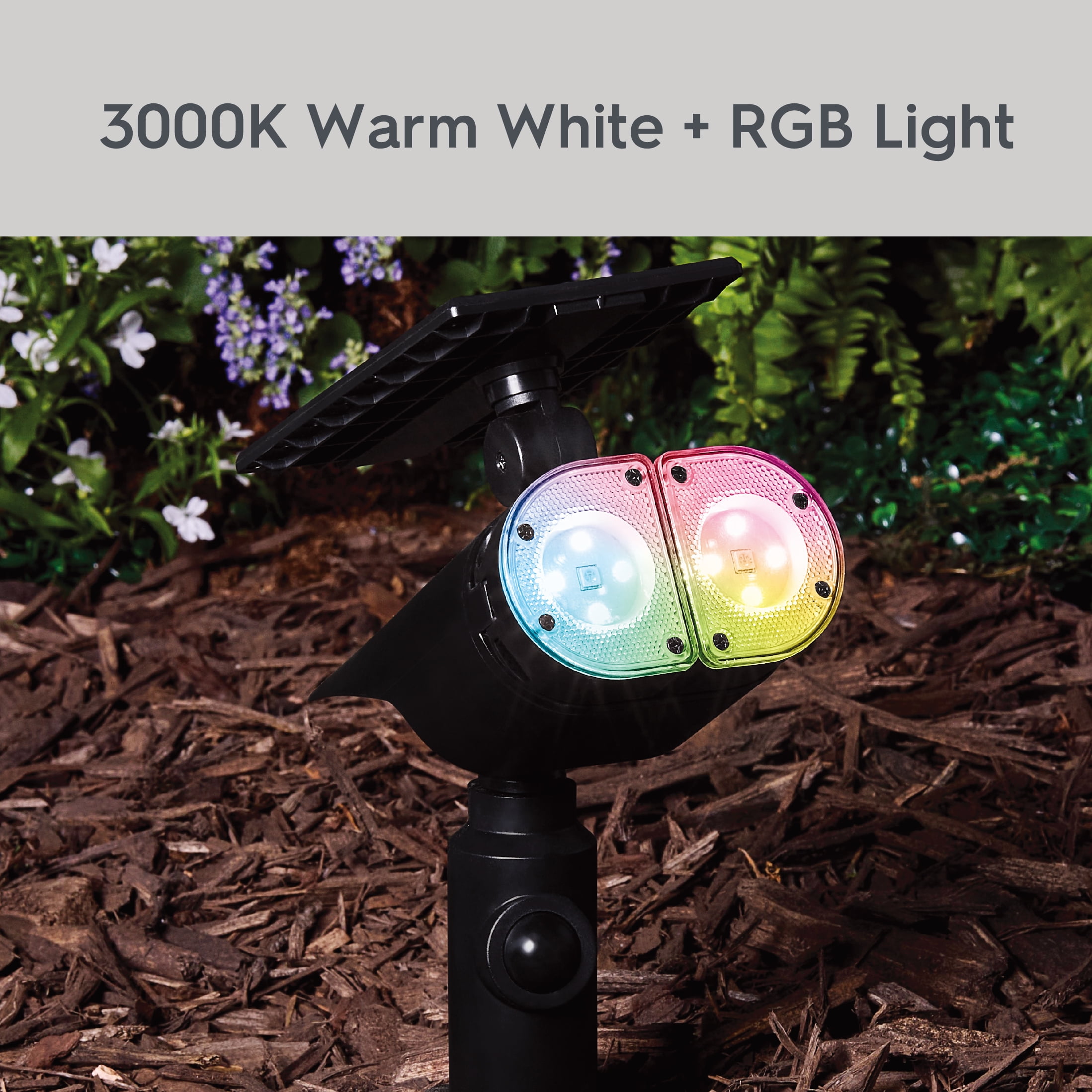 Better Homes & Gardens 2-Pack Solar Motion Sensor Adjustable LED Outdoor Spotlights, 600 Lumens