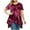 #Wine, variant on Otvok 2025 Fashion Womens Casual Short Sleeve Print Tops Ladies V-Neck Blouse