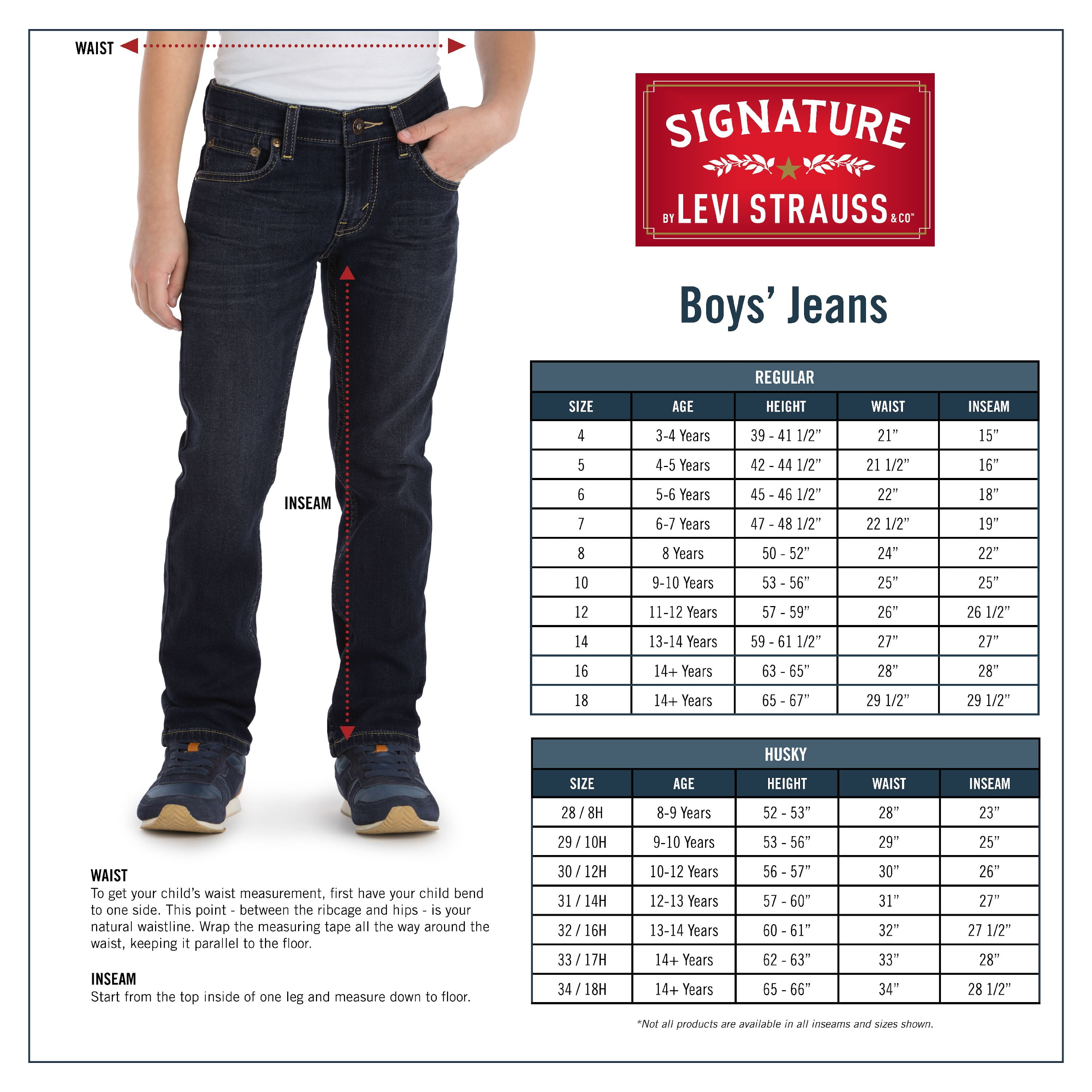 Kids Jeans Size Chart