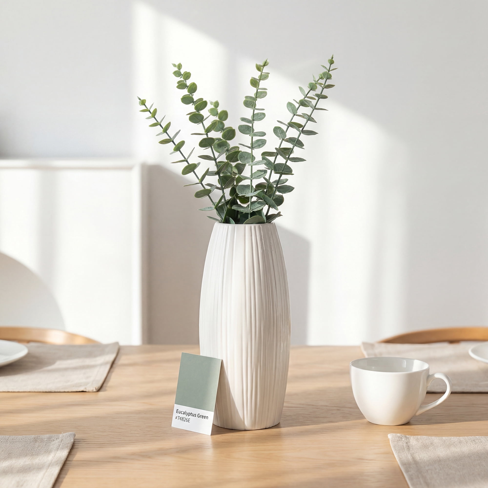 Unique Bargains Modern Decor Tall Ribbed Flower Vase Bright White 4.1" x 4.1" x 8.7"
