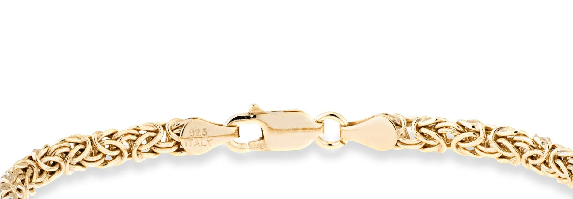 Miabella Italian 925 Sterling Silver or 18K Gold Over Silver 4mm Byzantine Link Chain Anklet Ankle Bracelet for Women, Made in Italy (yellow-gold-plated-silver, Length 11 Inches)