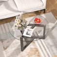 thumbnail image 2 of Round Glass Coffee Table Modern Cocktail Table Easy Assembly with Tempered Glass Top & Sturdy Wood Base (Black) 702AAB, 2 of 9