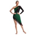 thumbnail image 2 of Haitryli Women Fringe Latin Dance Dress Irregular Hem Ballroom Tango Salsa Latin Dance Dress Green XXL, 2 of 8