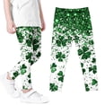 thumbnail image 7 of LEKWK Girls Leggings Shamrock Clover Print Tights High Waist Stretchy Yoga Pants Soft Breathable St Patrick Day Holiday Party Festival Outfits, 7 of 7