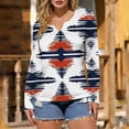 thumbnail image 5 of Long Sleeve Henley Top for Women Geometric Ethnic Graphic Print Notch V Neck Slim Fit Soft Breathable Casual Daily Outerwear Western Style Clothes, 5 of 5