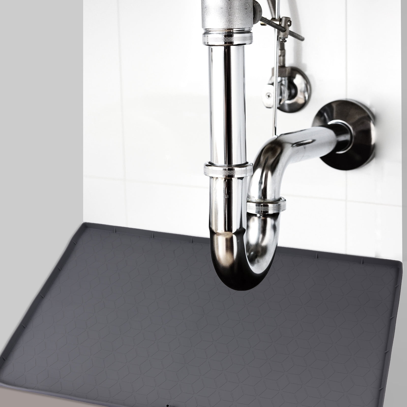 Under Sink Mat, WaterResistant Silicone Under Sink Drip Tray Shelf