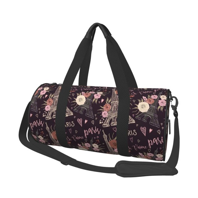 Balery Romantic Paris Bolsa de Gimnasio para Mujeres y Hombres, Bolsa de Viaje Impermeable, Bolsa de Fin de Semana con Compartimento para Zapatos y Bolsillo Húmedo