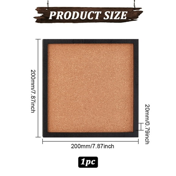 1pc Pin Board Square Cork Board Bulletin Display Board 0.8inch Thick Wall Mounted Cork Board for Brooch Pin Storage Office Home and School Decor 10.5x8inch