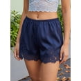 thumbnail image 4 of Shorts casuales de verano para mujer con cintura elástica, ribete de encaje y pernera ancha., 4 of 8