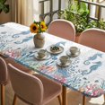 thumbnail image 3 of Coastal Seahorse Table Cloths for 8 Foot Rectangle Tables, Summer Beach Nautical Ocean Coral Patio Waterproof Elastic Fitted Tablecloths, Washable Rectangular Table Cover for Camping, 3 of 8