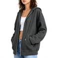 thumbnail image 4 of Women's Full Zip Hoodie Drop Shoulder Long Sleeve Oversized Sweatshirt with Pockets Casual Outerwear, 4 of 8