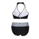 thumbnail image 5 of Conjunto de bikini de nailon con tirantes ajustables y estampado de bloques de color para mujer, 5 of 7