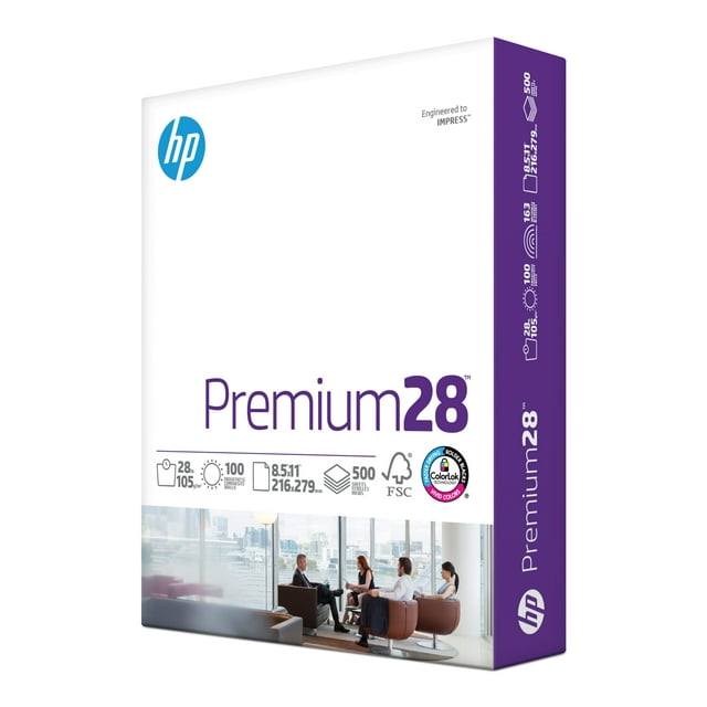 Papel de impresora HP Premium de 28 libras, 8,5 x 11, 500 hojas, 100 brillantes